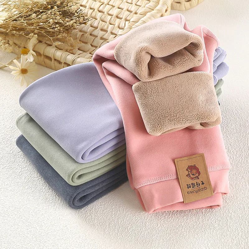MILANCEL Inverno Bambini Leggings Caldi 2-9T Addensare Ragazze Pile Imbottito Render Pantaloni di Colore Solido Bambini Ragazzi Pantaloni