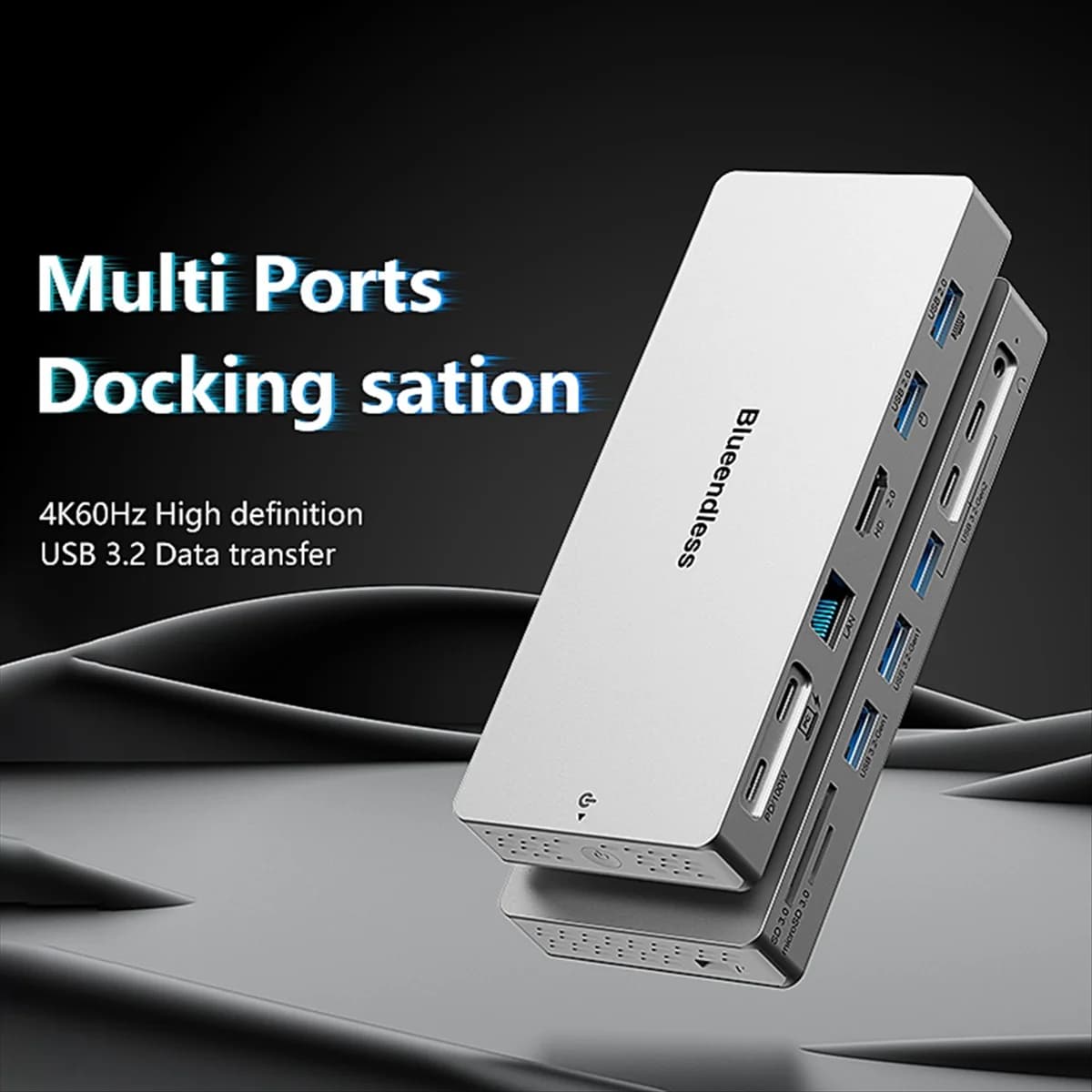 Docking station 14 in 1 pratica-BLUEENDLESS Docking station multifunzione 4K 60Hz HD risoluzione USB 3.2 Trasferimento Docking station da 10 GBPS