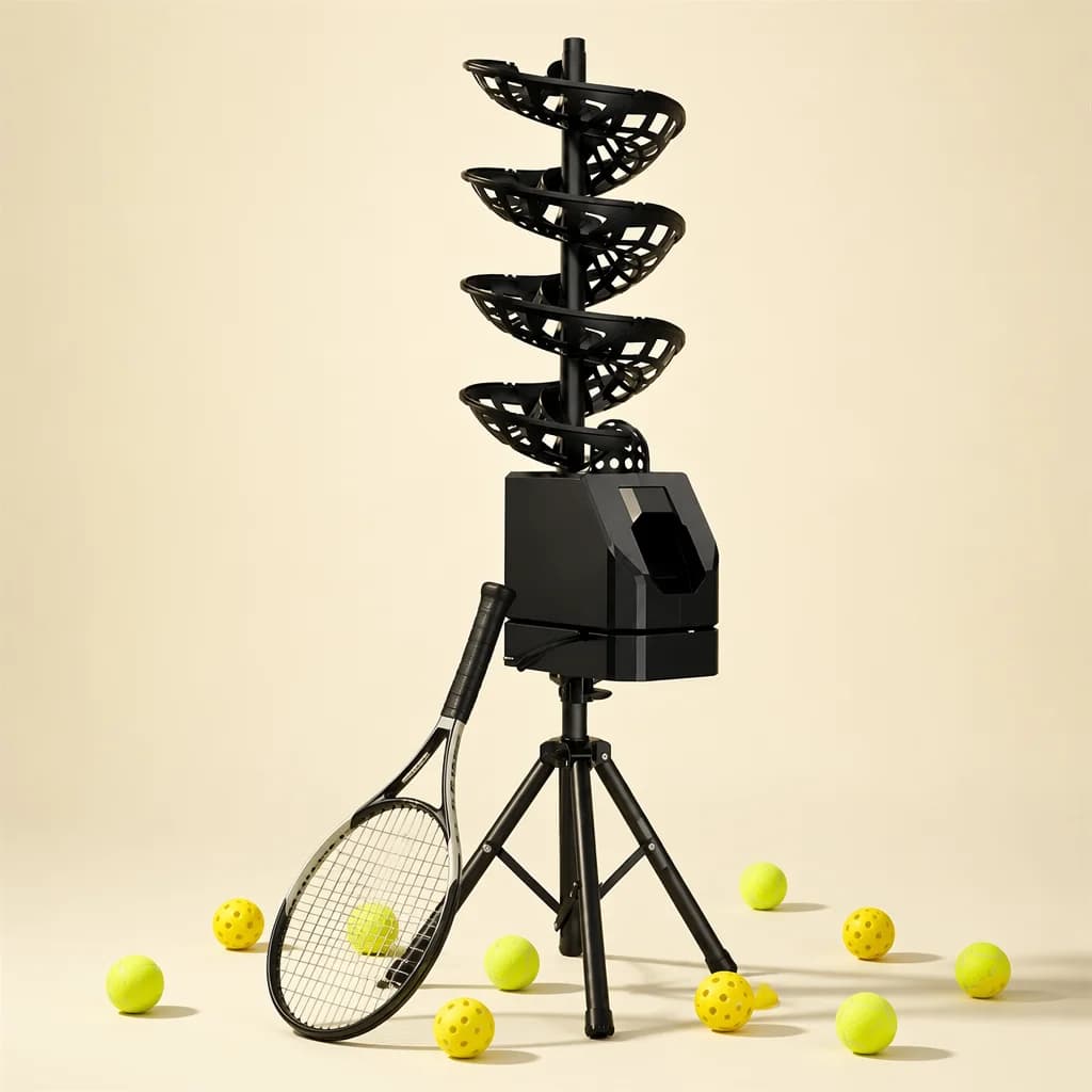 【CHIMU HOME】 for Automatic Tennis Ball Machine Professional Height-Adjustable Tripod with Spiral Track Serving Launcher