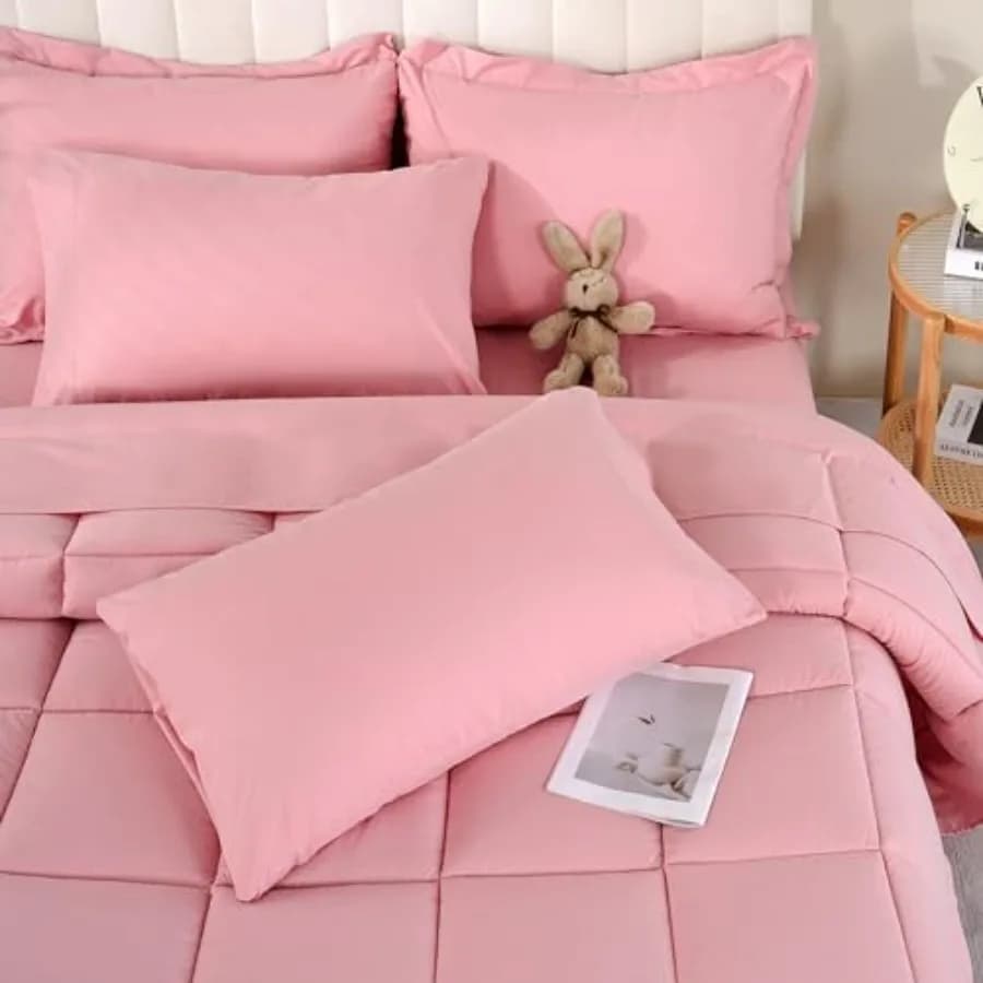 Set Copripiumino 7 Pezzi, Set Biancheria da Letto per Tutte le Stagioni, Alternativa al Piumino, Set Completo con Copripiumino, Lenzuolo Piatto, Lenzuolo con Angoli e 2 Federe