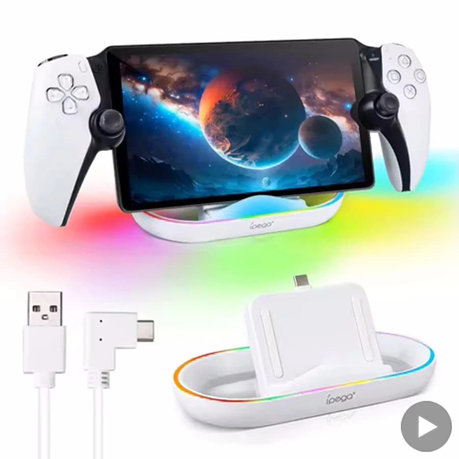 Dock di ricarica per Sony Play Station PS5 Playstation PS 5 Portal Supporto per console di gioco Accessori da gioco Base di supporto per caricabatterie RGB