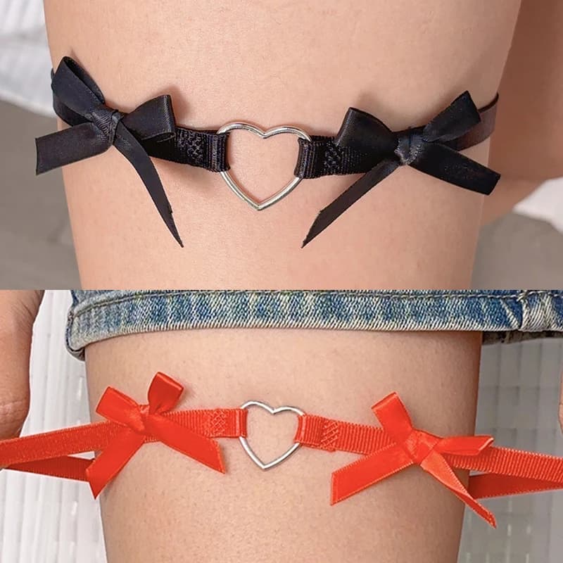 Sexy Heart Lolita Bride Leg Garter Belt Anime Love Elastic Bow Leg Ring Thigh Ring Role Playing Leg Rings Wedding Sexy Garter