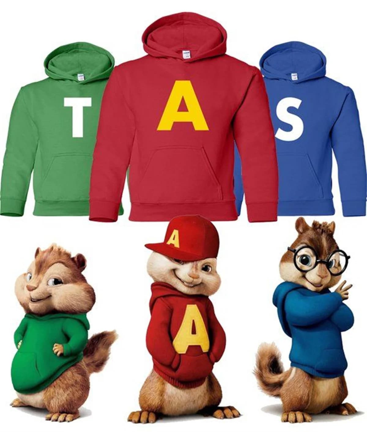 Alvin and The Chipmunks 2025 Fashionable casual unisex sportswear Men's hoodie Alvin Chipmunk Halloween costume Pullover for kids