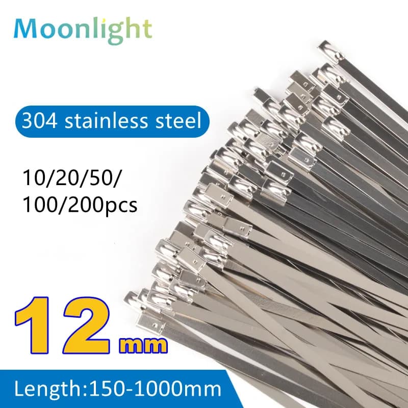 10 20 100 Pz 12mm 0.47 pollici 304 Cavo in acciaio inossidabile twist tie lock metallo zip wrap rivestito fascetta detectabile in metallo 150 200mm