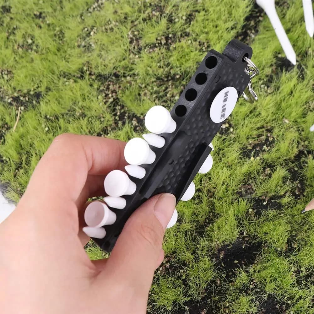 Strumento Riparatore Divot, Porta Tee da Golf, Dispositivo di Stoccaggio, Matita per Marcatura, Supporto per Tee da Golf, 12 Tee, Forchetta da Green 3-in-1, Accessori da Golf