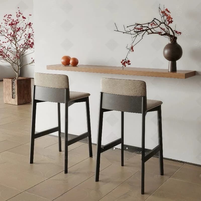 Wooden Cushions Kitchen Bar Stools Modern and Minimalist Back For Home Bar Stools Dining Room Furniture for Home Barkruk Nordic High