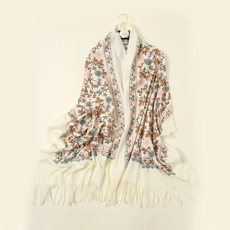 Scialle di cachemire imitazione invernale sciarpa di nappa addensata ricamo floreale Pashmina per le donne impacchi caldi sciarpe eleganti 200*70cm