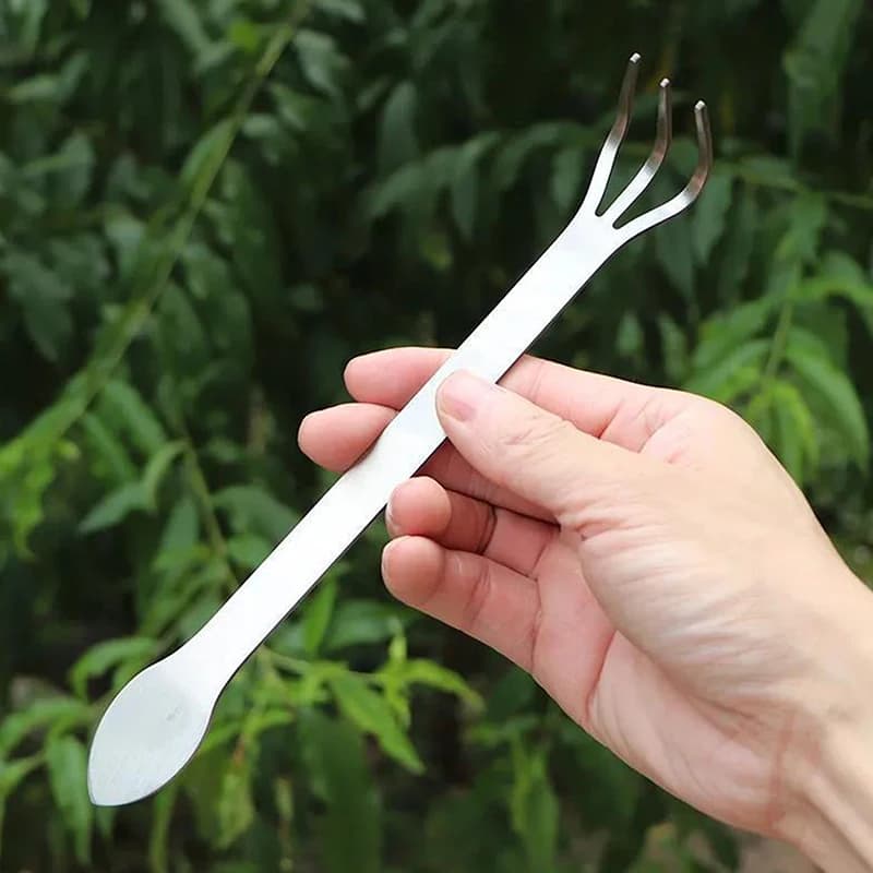 1Pc Stainless Steel Root Rake Bonsai Potted Plants 3Prong Loosen Soil Tool Handheld Rustproof Rake Home Gardening Tool【Homeclub】
