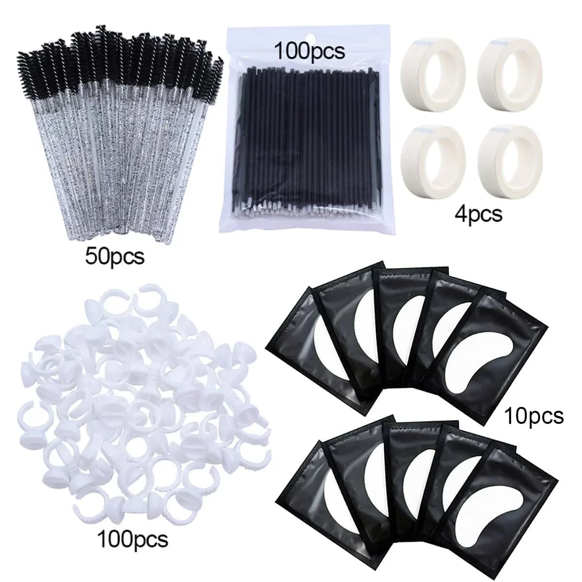 264 Pz Extension Eyelash Micro Adhensive Eyelash Set Brushes Collating Tools Ring Support Tape Bearings for Internal Eyes Mascara Stick Applicators