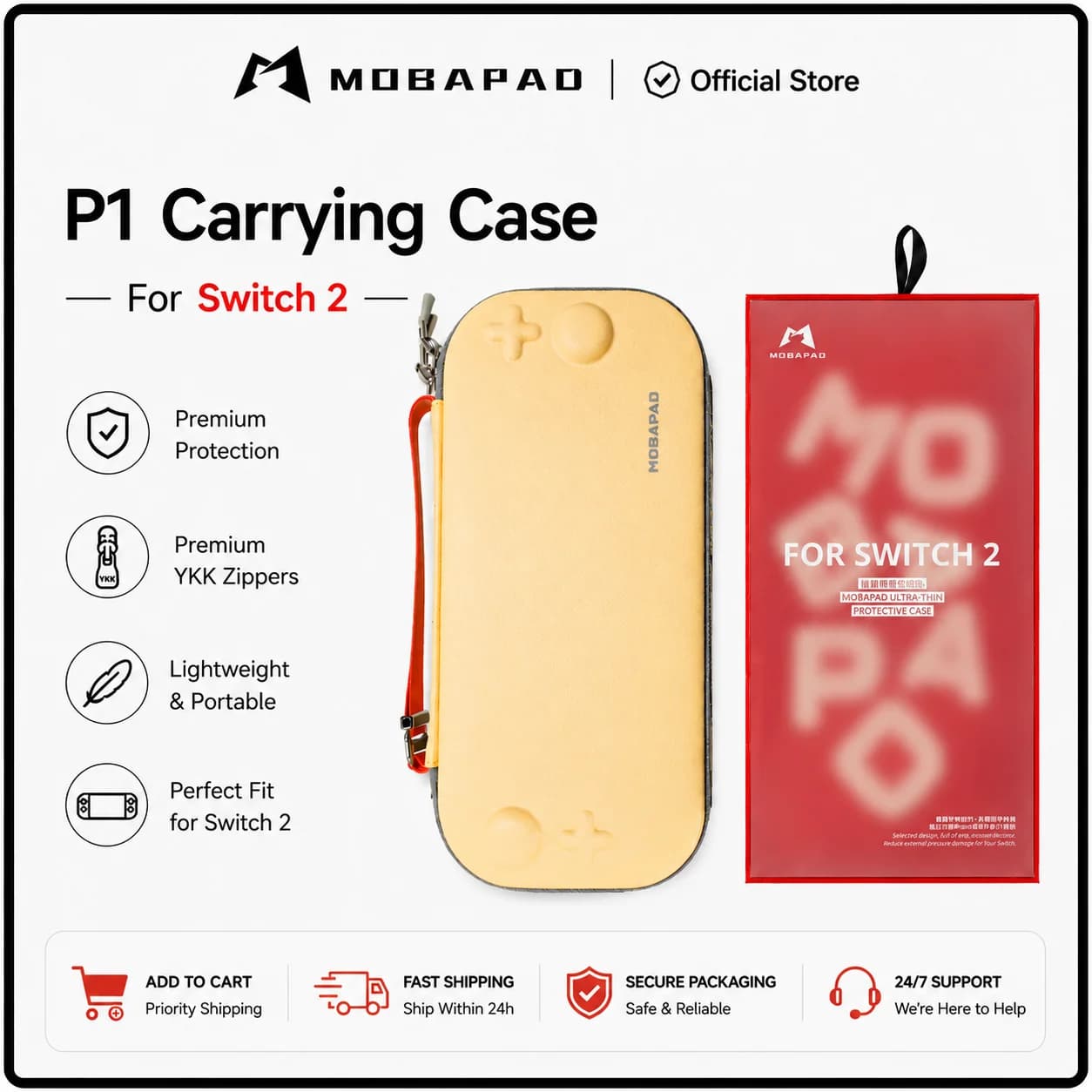 MOBAPAD P1 Custodia da trasporto per Nintendo Switch 2 Custodia JoyPad con cerniere YKK Custodia protettiva per Switch 2