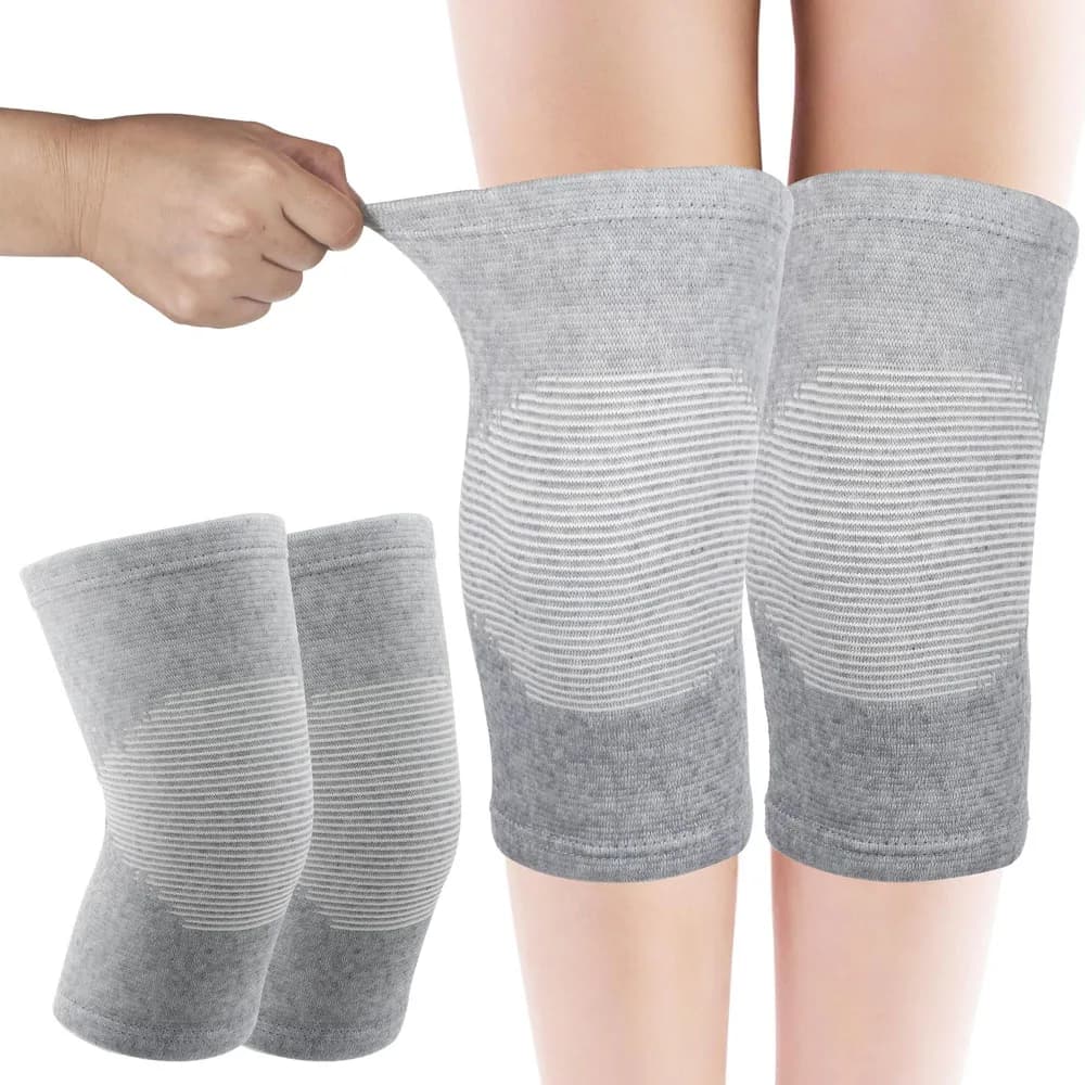 Set di 2 Ginocchiere in Bambù, Supporto Elastico per Ginocchia, Protezioni Traspiranti, Ginocchiere Imbottite per Alleviare il Dolore