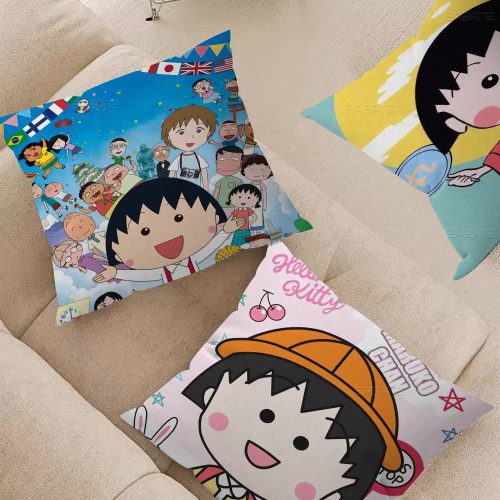 Chibi Maruko-chan Federa per cuscino Tappezzeria Divano Cuscino per la casa Federe per la casa