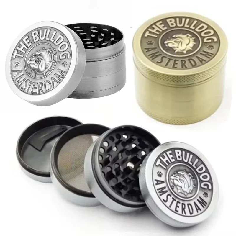 40/50mm Metallo Bulldog Erba Smerigliatrice 4 strati Manuale Spezie Macinapepe Malta Tabacco Erba Smerigliatrice grezza Sigaretta Fumatori Accessorio
