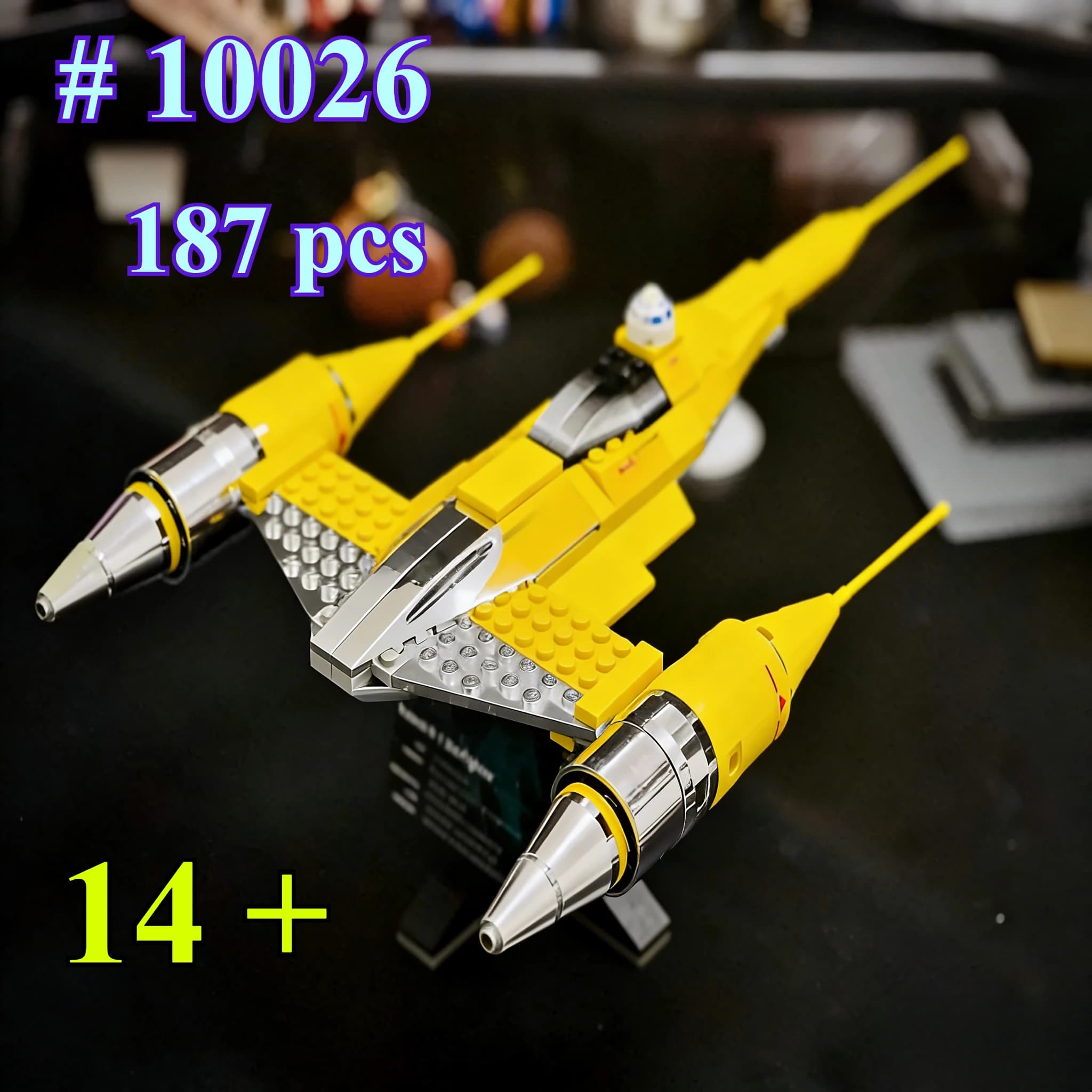 Set di blocchi da costruzione Yellow Planet Fighter 10026, adatti per regali di compleanno, compatibili con le particelle Legoed, 187 pezzi.