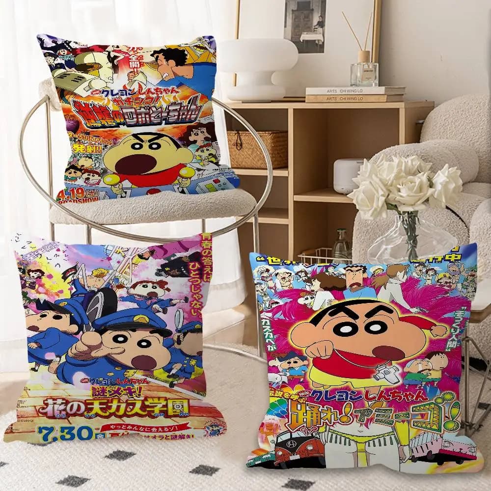 Fodera per cuscino a tema Shin-chan dei cartoni animati, federa decorativa personalizzata per divano e casa