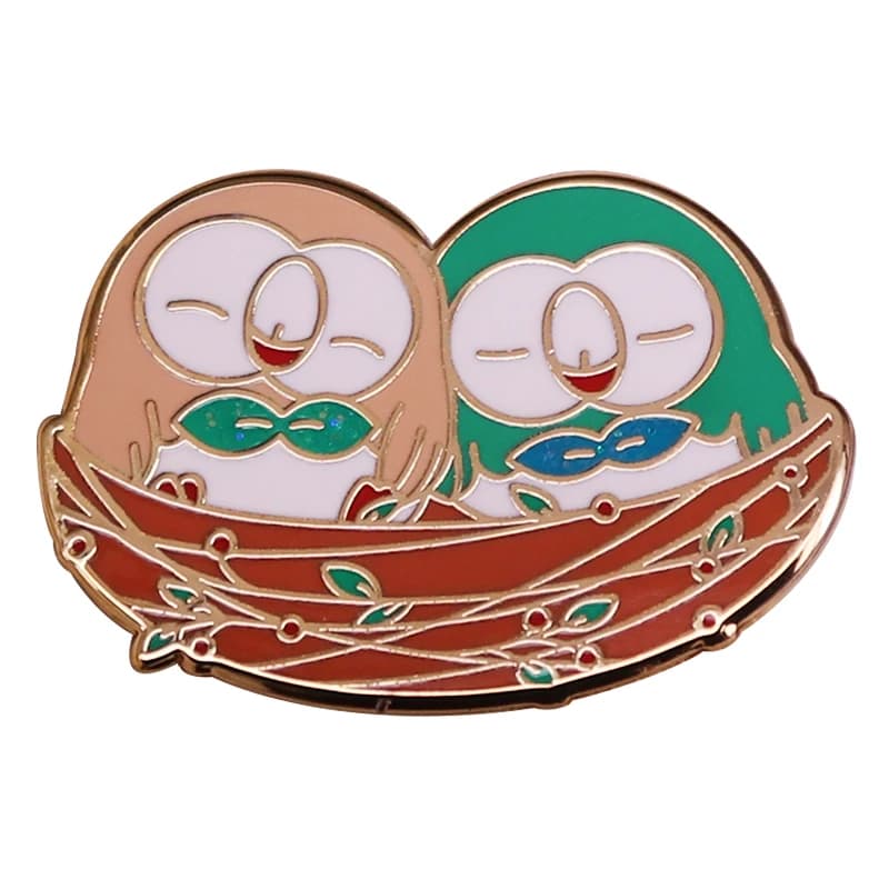 Cute Couple of Owls Birds Bird's Nest Enamel Pin Brooch Badge Clothes Hat Backpack Decoration Jewelry Accessories