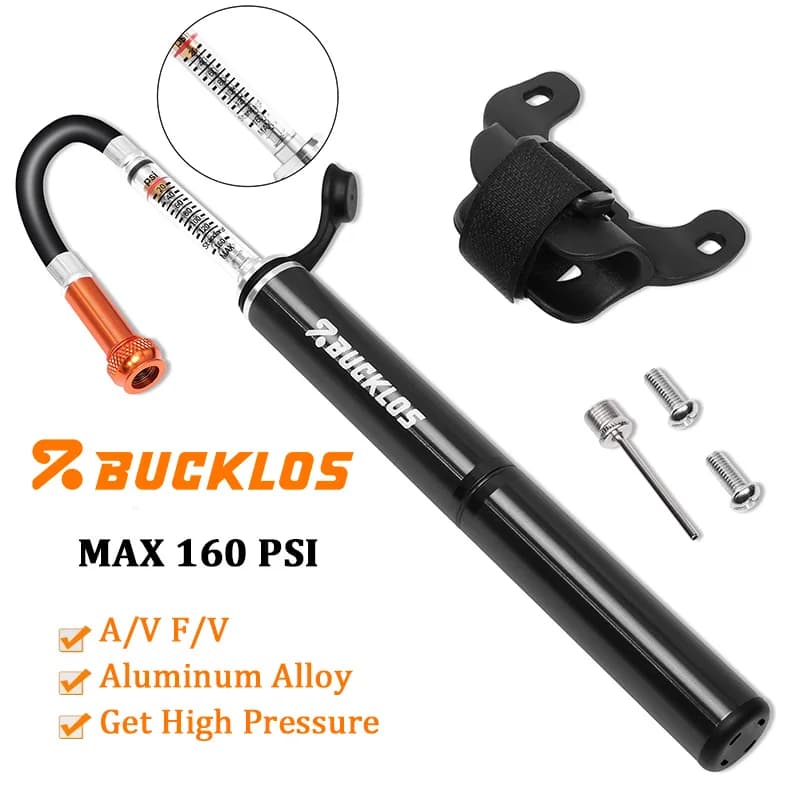 BUCKLOS Mini Pompa da Bicicletta in Lega di Alluminio Ad Alta Pressione 160PSI Pompa da Bici Pneumatico Air Ball Gonfiatore Portatile MTB Bici da Strada Pompe