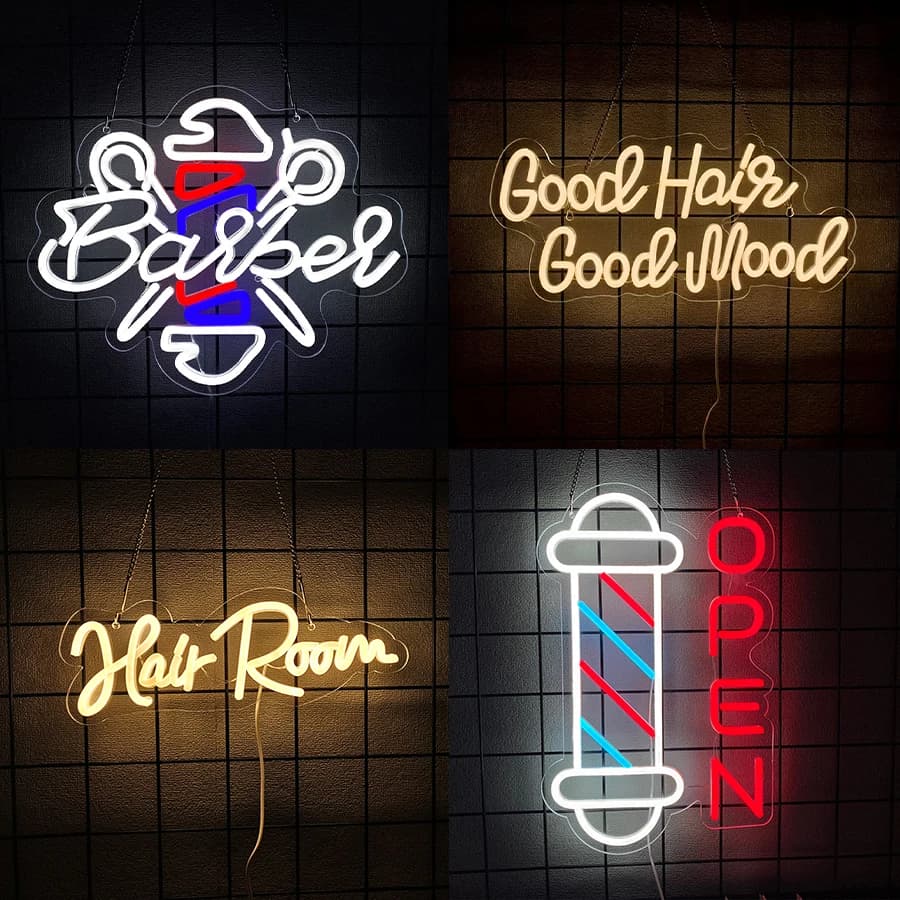 Insegna al neon della serie Haircut per la decorazione della parete, luce al neon a LED per barbieri, parrucchiere, negozio di bellezza, regalo di compleanno per parrucchiere