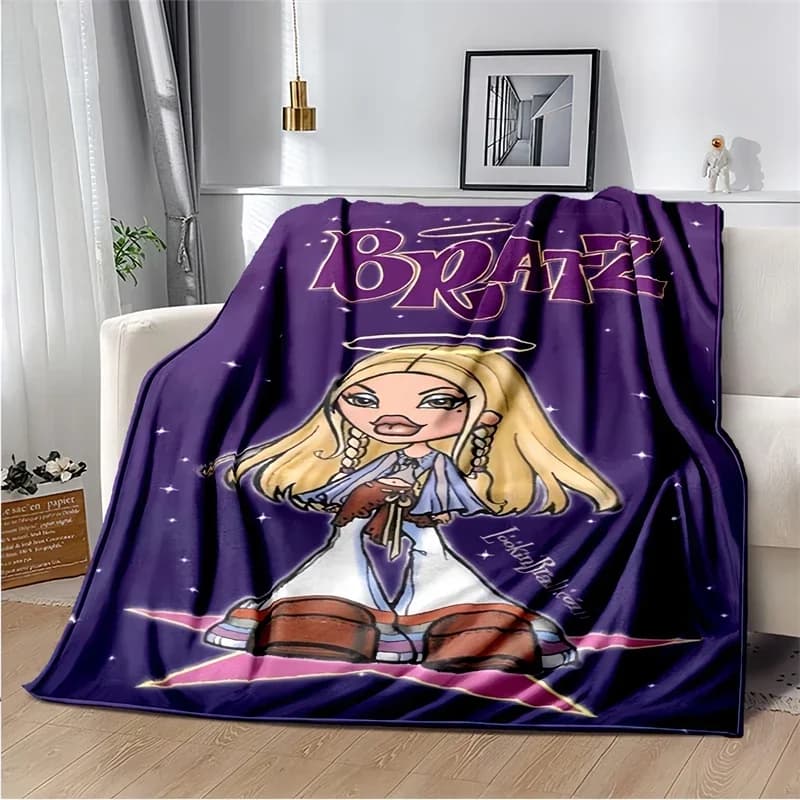 Bratz coperta stampata in cartone animato, regalo per ragazzo ragazza, coperte musicali Hip Hop per divano letto camera da letto, Decke,Stragulum,Couverture, fabric