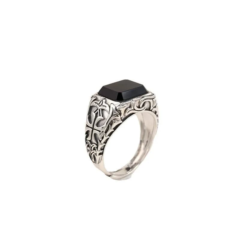 Anelli da uomo in argento tailandese S925 all'ingrosso - Nero vintage invecchiato, design unico e alla moda con dimensioni regolabili, stile versatile