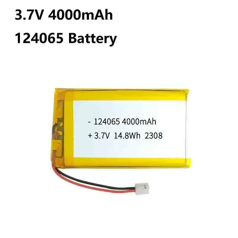 Lithium polymer battery 124065 3.7V 4000mAh with 2 pin PH 2.0mm connector for smart locks, hand warmers, tablets, cameras, guide recorders, radio