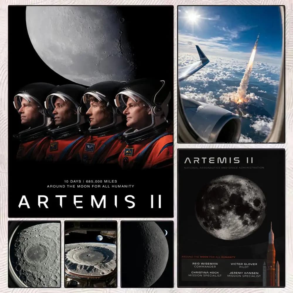 Artemis Rocket Launch Space Painting Calligraphy Modern Canvas Poster Wall Art Aesthetic Bedroom Decor for Cafe Home Gift