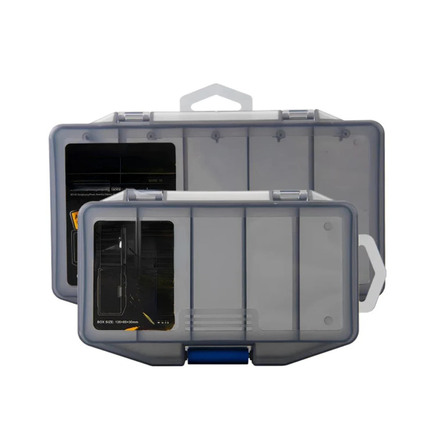 1 style waterproof fishing gear box with transparent cover and multiple compartments for baits and accessories