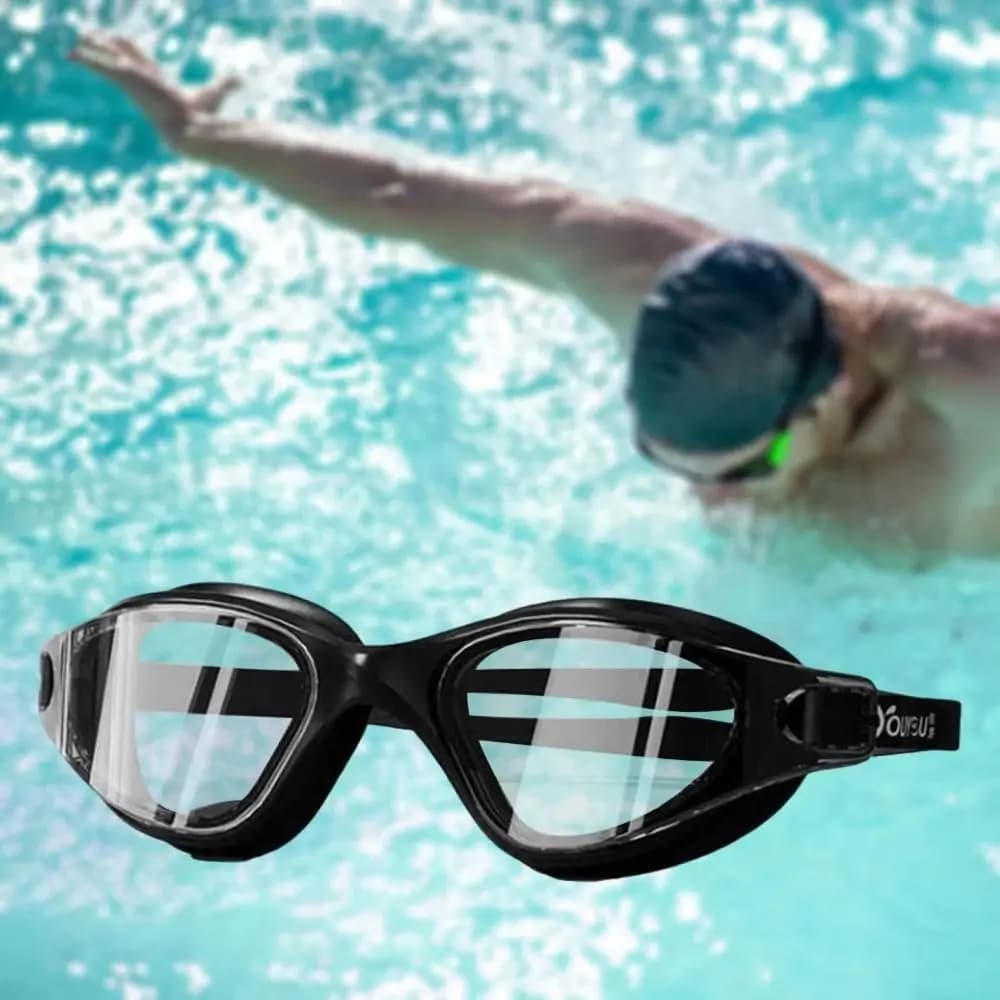 Set di Occhialini da Nuoto Antiappannamento per Adulti, Regolabili con Clip Nasale, Cuffia in Silicone Unisex con Tappi per le Orecchie, Occhiali da Immersione Estivi