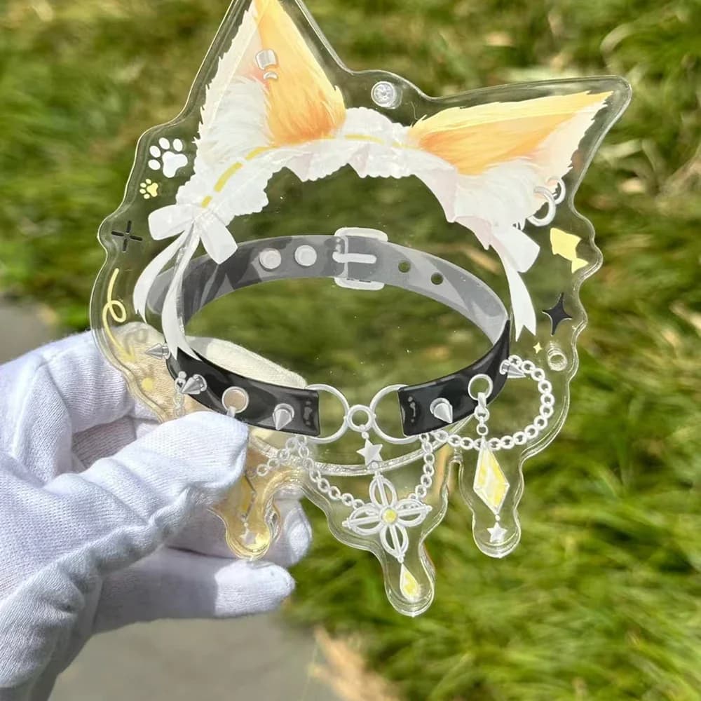 Scatola portaoggetti per badge in acrilico 58MM Simpatiche orecchie di gatto Distintivo per orecchie di cane Scatola portaoggetti decorativa Scheda di visualizzazione per foto nuova creativa