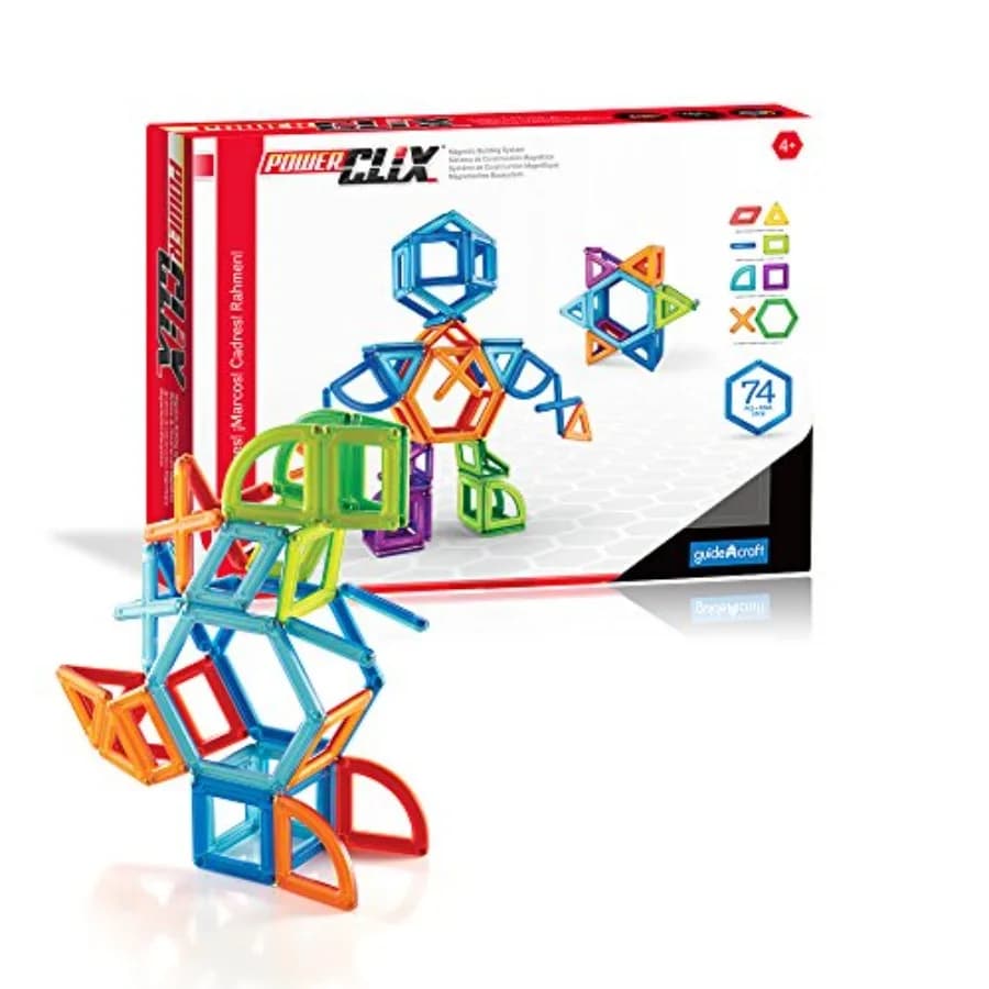 Set di Blocchi Magnetici per Costruzioni, 74 Pezzi di Piastrelle Magnetiche, Gioco Educativo STEM per Costruzioni