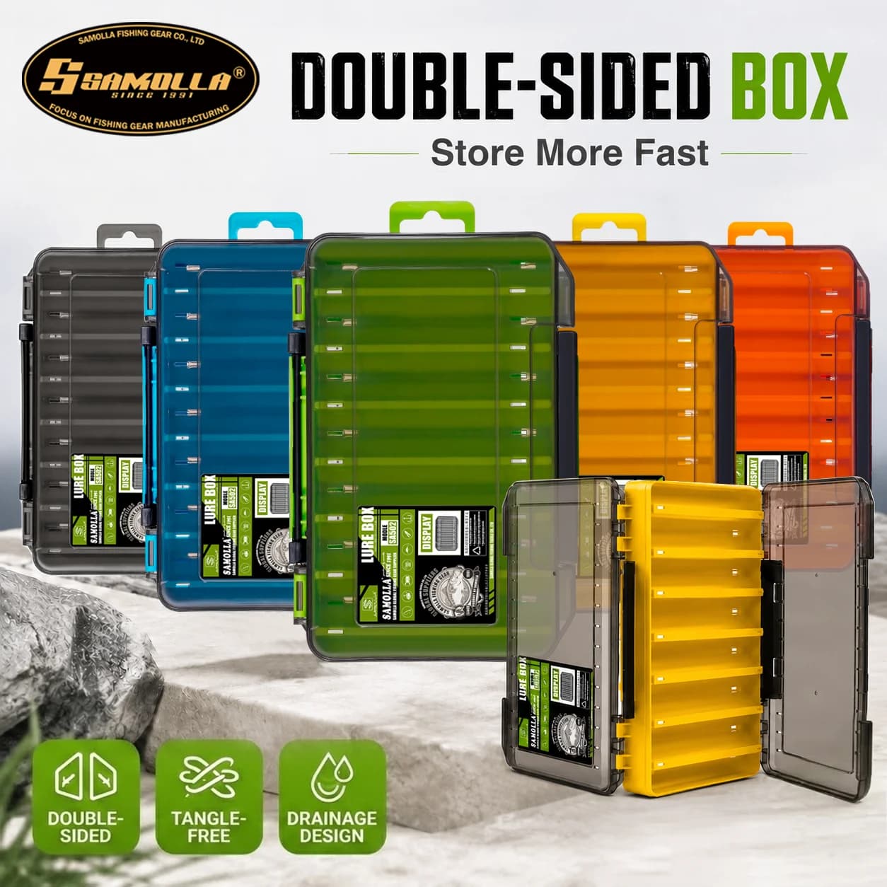 SAMOLLA 5pcs Fishing Tackle Boxes Bait Lure Hook Accessories Storage Box High Strength Fishing Boxes Storage Case Container Bags