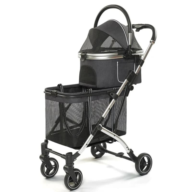 Detachable Double Layer Pet Stroller One Click Folding For Multiple Cats And Dogs Outdoor Dog Walking Carrier