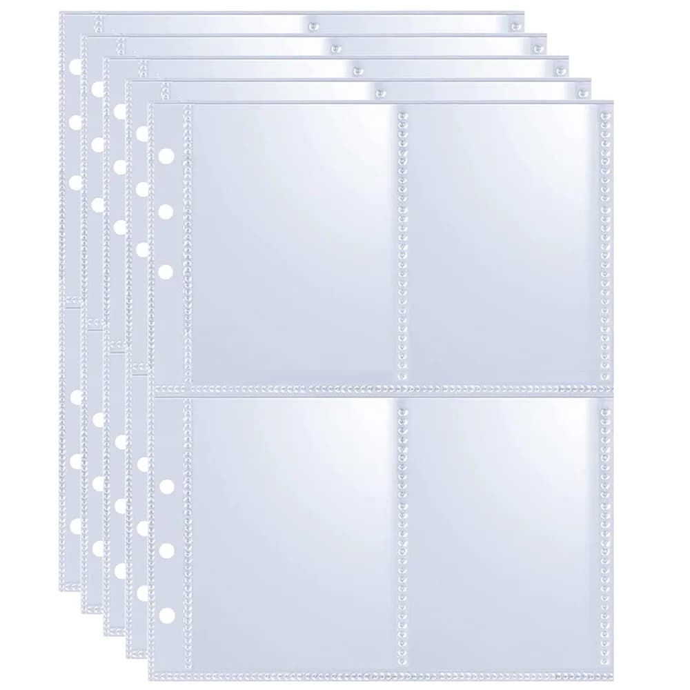Album per buste per carte fotografiche a 4 tasche, raccoglitore per trading, album per baseball YuGiOh Pokemon, carte sportive A5, pagina di ricarica a 6 fori, giocattolo per bambini