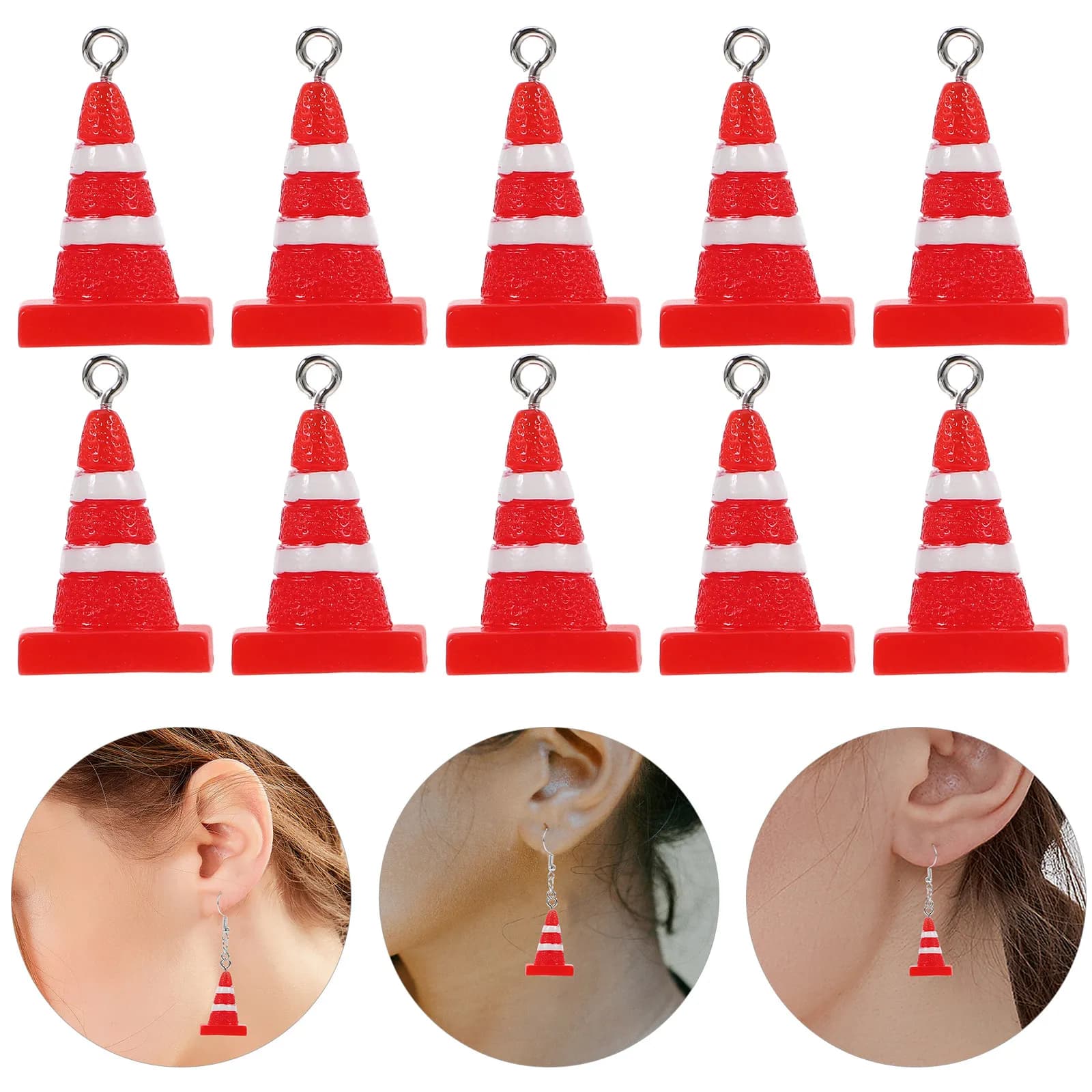 10 Pezzi Ciondoli in Resina Divertenti 3D a Forma di Cono Stradale Mini Barriera Stradale per Creazione di Collane, Bracciali, Orecchini e Accessori per Gioielli Artigianali