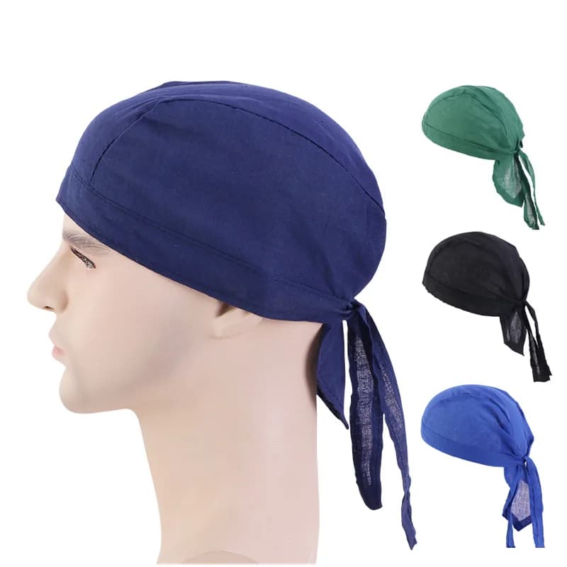Durag Unisex in Cotone Traspirante per Uomo e Donna, Bandana, Copricapo, Cappello da Pirata, Berretto per Chemioterapia, Tinta Unita, Accessori per Capelli