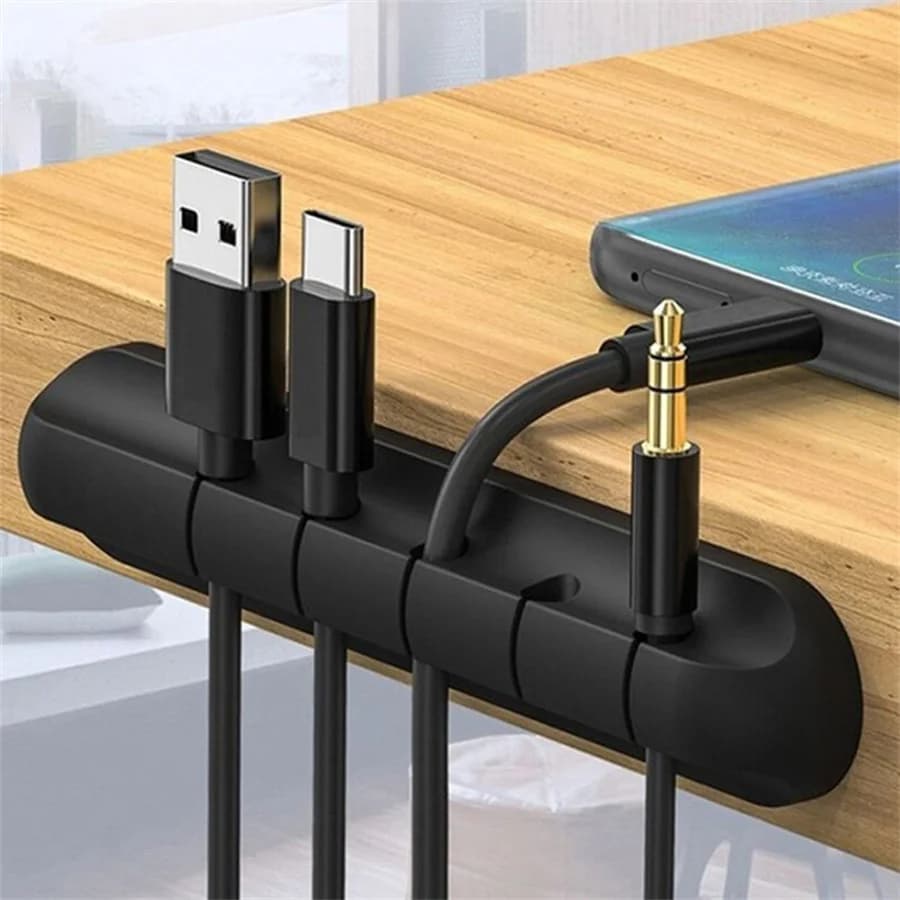 4/6-hole Silicone USB Cable Organizer USB Charging Cable Winder Desktop Tidy Management Clips Cable Holder For Mouse earphone
