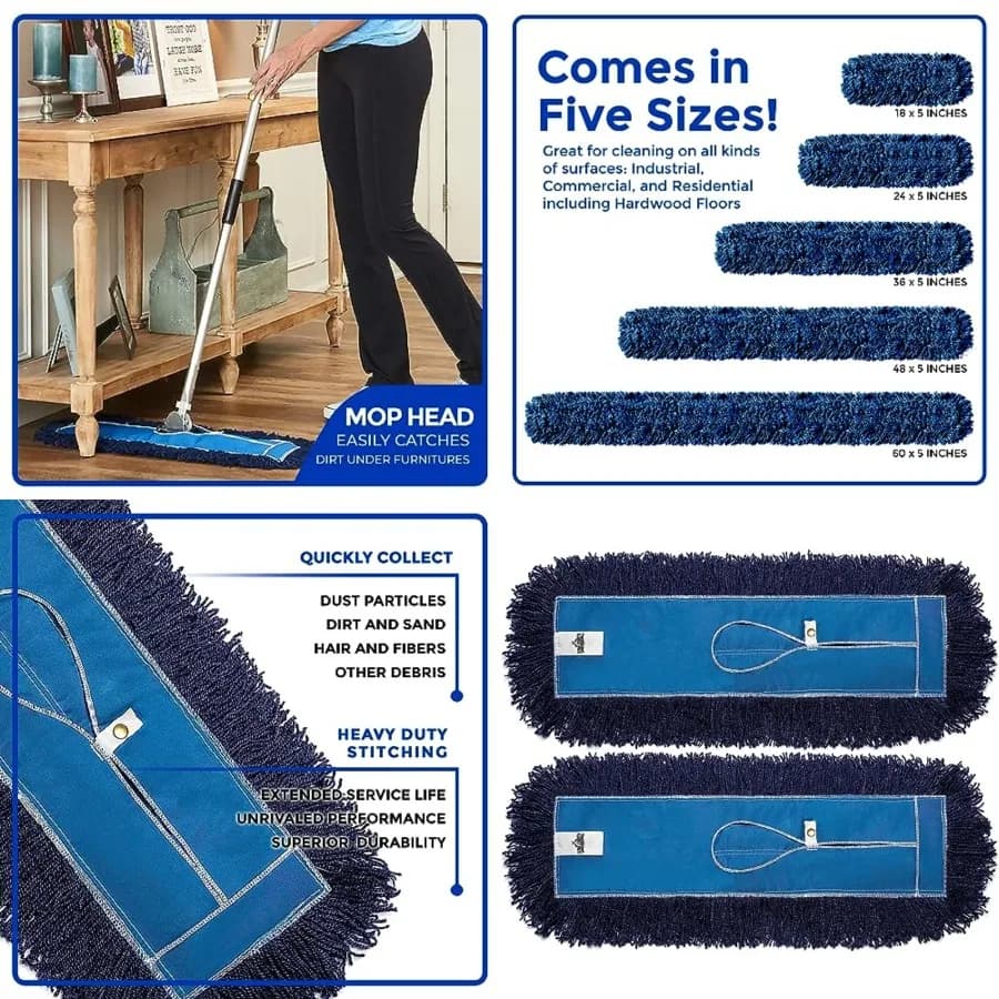 Testina di Ricambio per Scopa Antipolvere in Nylon Premium a 4 Setole - Ricambio Resistente per Pulizie Industriali, Commerciali e Residenziali - Per Pavimenti Asciutti
