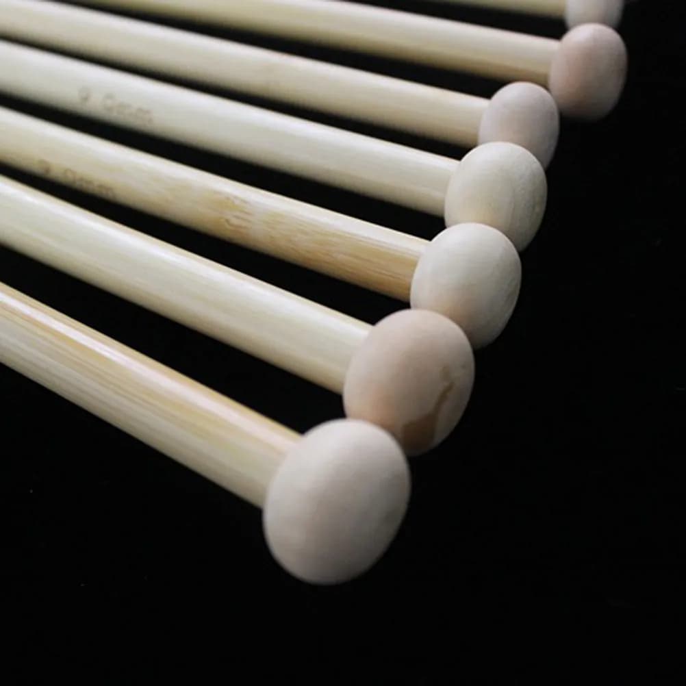 36Pcs Bamboo Knitting Needles Single Pointed 12Cm Smooth Round Body Bead Cap Leak Proof Lightweight Sturdy Odorless DIY Knitting
