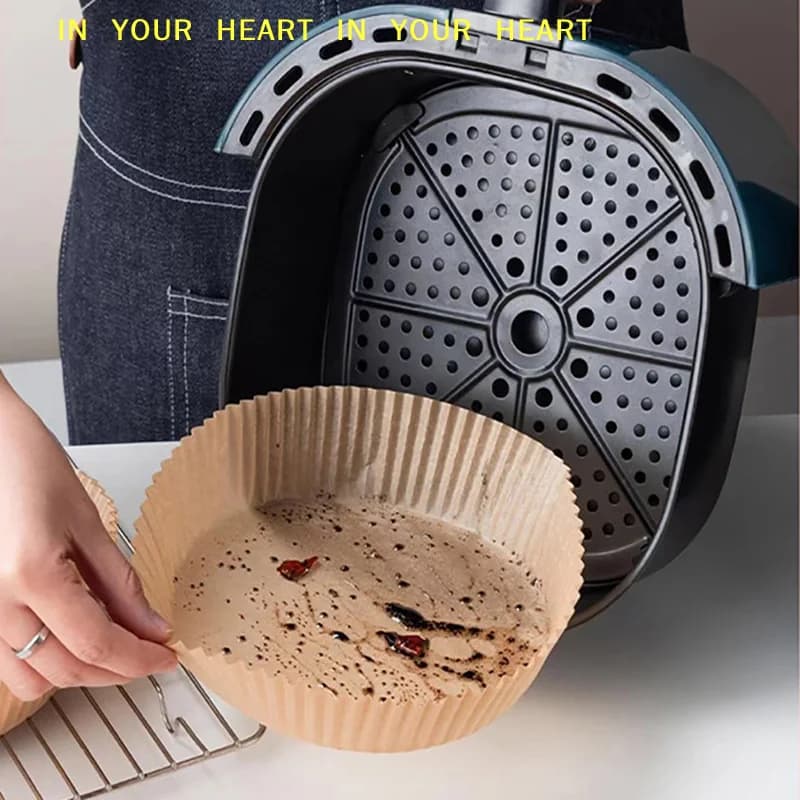 Accessories for Cestelli di Forno Antiaderenti e Resistenti all'Olio, 25/50 Pieces, Coatings in Carta Usa e Getta Rotondi per Friggitrice Air