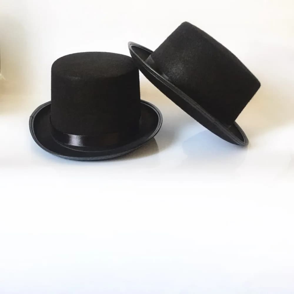 New Fabric Black Top Hat Elegant Collapsible Magician Hat Costume Accessory Dark Gentleman Cap Stage Performances