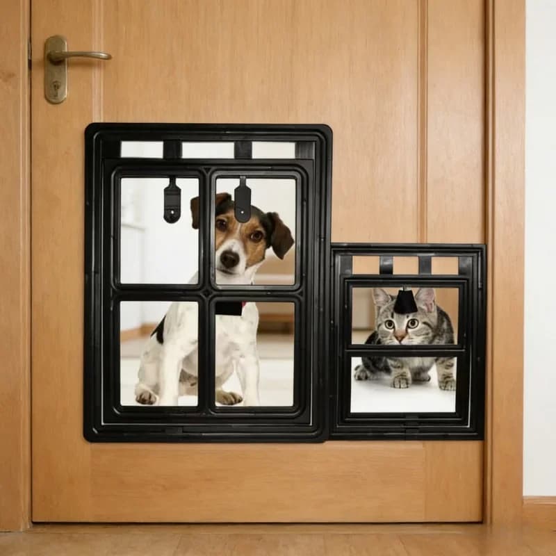 Porta per Animali Domestici in Plastica con Chiusura, Zanzariera Anti-insetti, Porta per Gatti e Cani, Cancello di Sicurezza, Recinzione per Cani da Interno, Accessorio Quotidiano per Animali Domestici