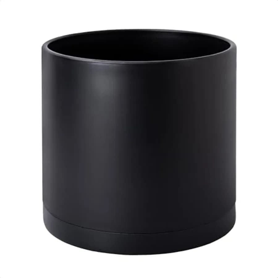 Vasi in Plastica per Piante con Foro di Drenaggio e Sottovasi Senza Cuciture, Colore Nero, 74-X-B-3