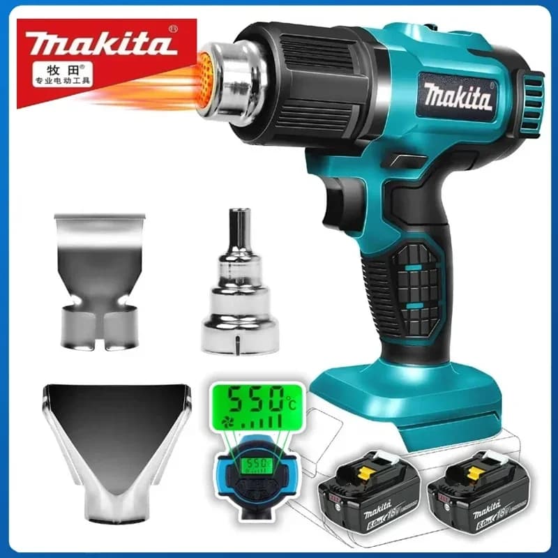 Makita DHG181 Pistola Termica a Batteria, Pistola ad Aria Calda, Asciugatore ad Aria, Strumento di Saldatura Ricaricabile Senza Fili con 550 ° Temperatura massima per