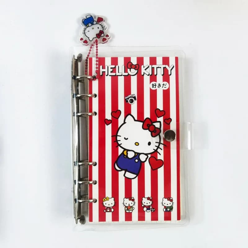 A6 Sanrio Hello Kitty Kuromi Raccoglitore in metallo trasparente in PP con pagine interne aggiungibili o rimovibili, quaderno con accessori
