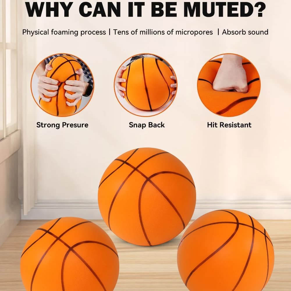 Basketball Silent for Interior, Children's Foam Ball, Rumorless Bouncy, Squeezable, Lightweight, Sporty Toy