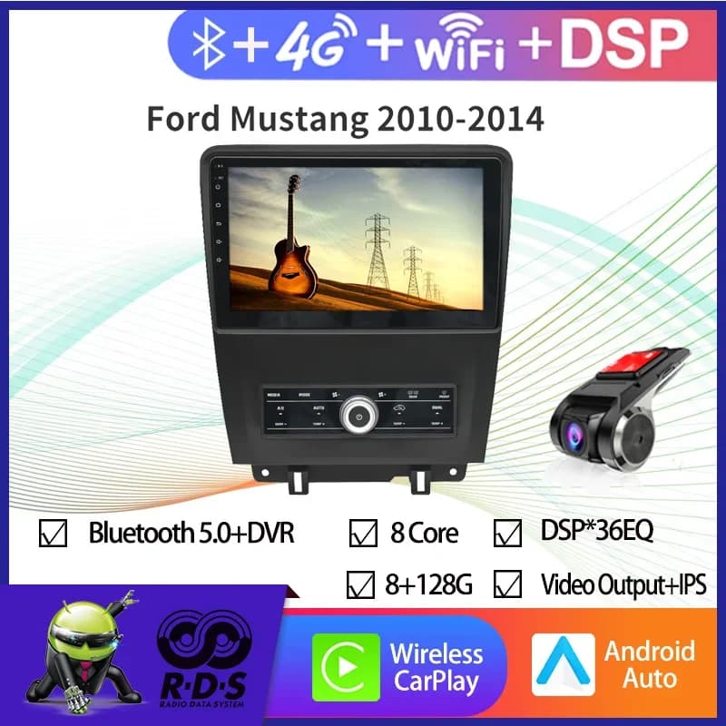 Navigazione GPS per auto Android 11 per lettore multimediale stereo per autoradio FORD Mustang