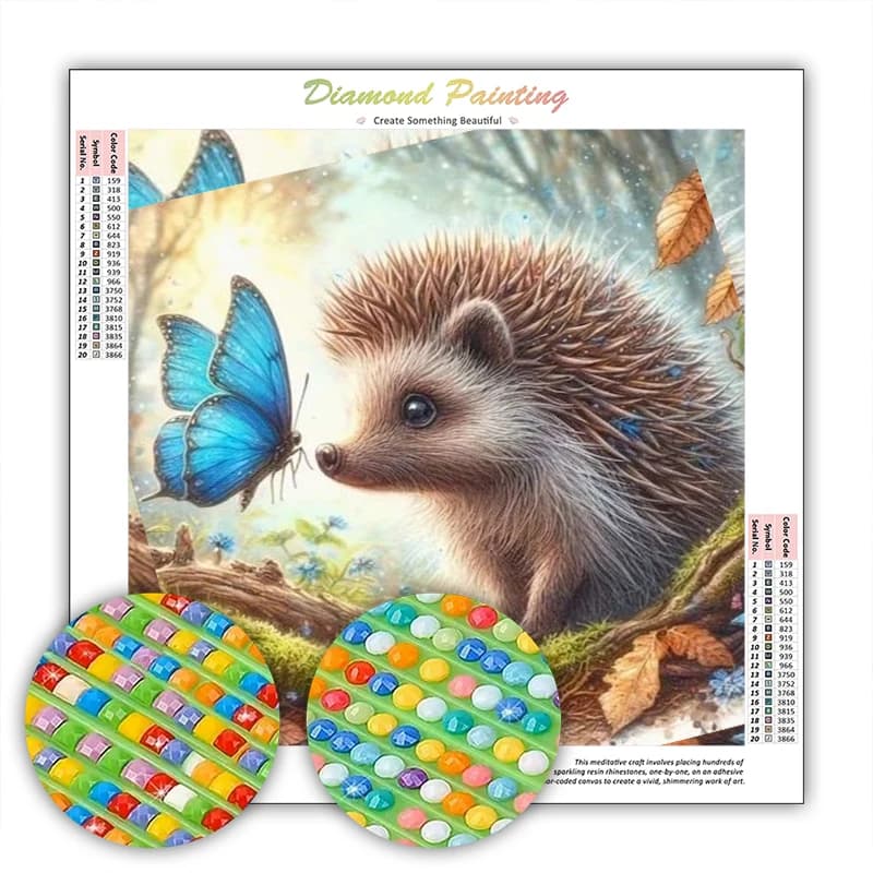 GATYZTORY Diamond Painting Stitch Diamond Art Kits Arts Crafts 5D Diamond Pictures Hedgehog Butterfly Animals Room Decoration