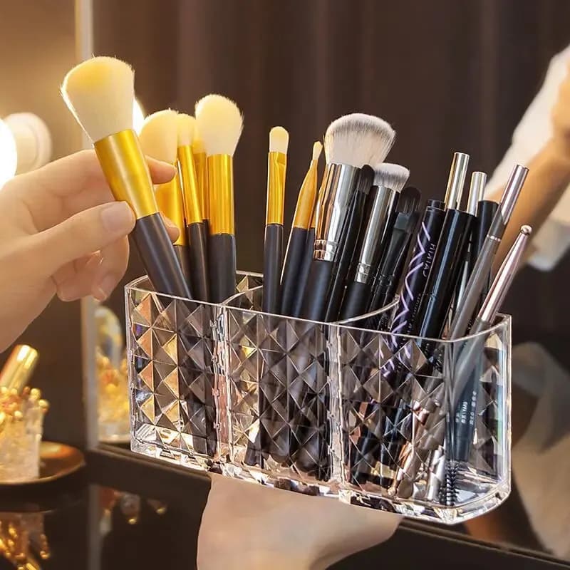 Scatola portaoggetti a specchio con motivo a diamante da 1/2 pezzo, porta cosmetici e rossetti da bagno