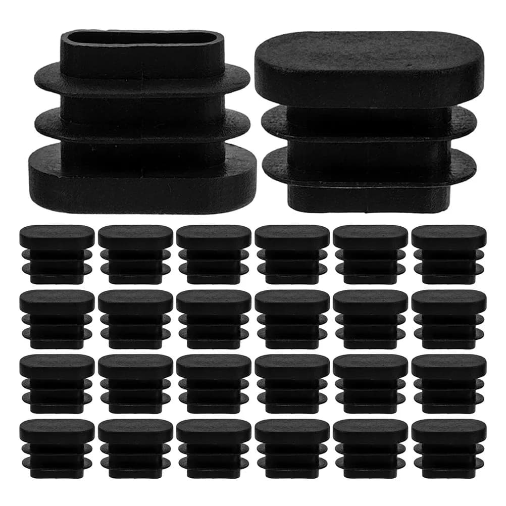 Coprigambe ovali per sedie e tavoli, 30 pezzi, coprigambe di ricambio in plastica nera per mobili, protezioni per gambe di sedie pieghevoli da patio