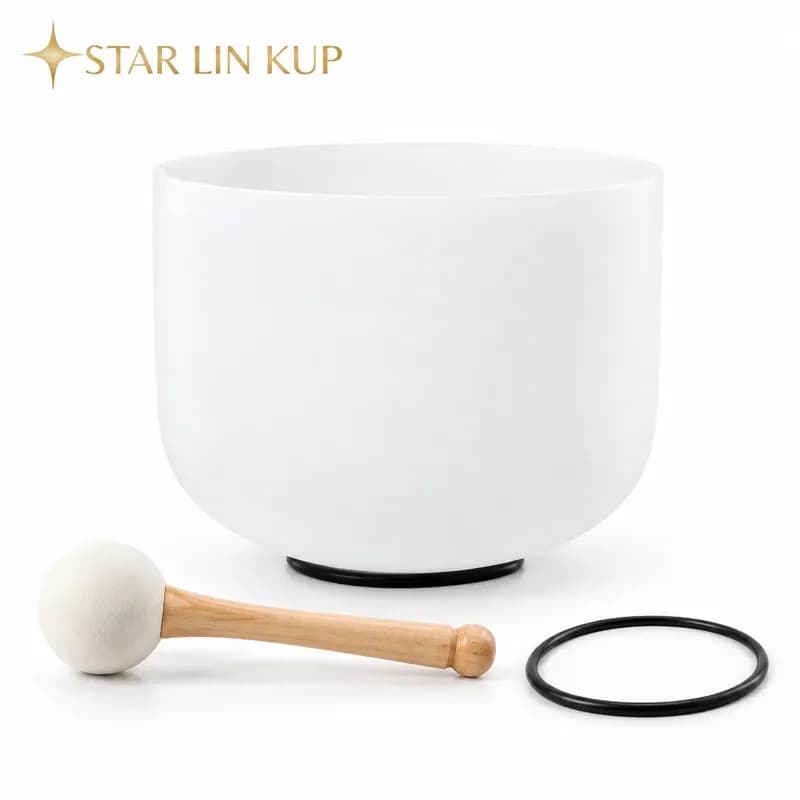 STAR LIN KUP 11 Inch White Frosted Quartz Crystal Singing Bowl Sound Healing Meditation Instrument with Mallet Chakra Balance